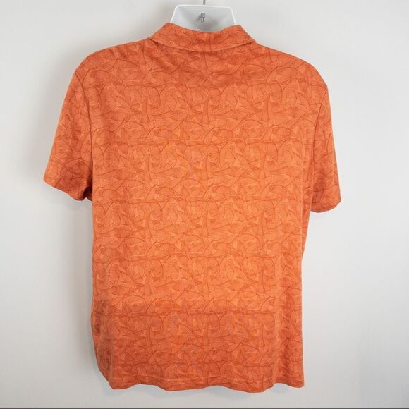 Daniel Hechter Mens Size XL Short Sleeve Polo Shirt Orange Leaf Motif Golf - Picture 3 of 7